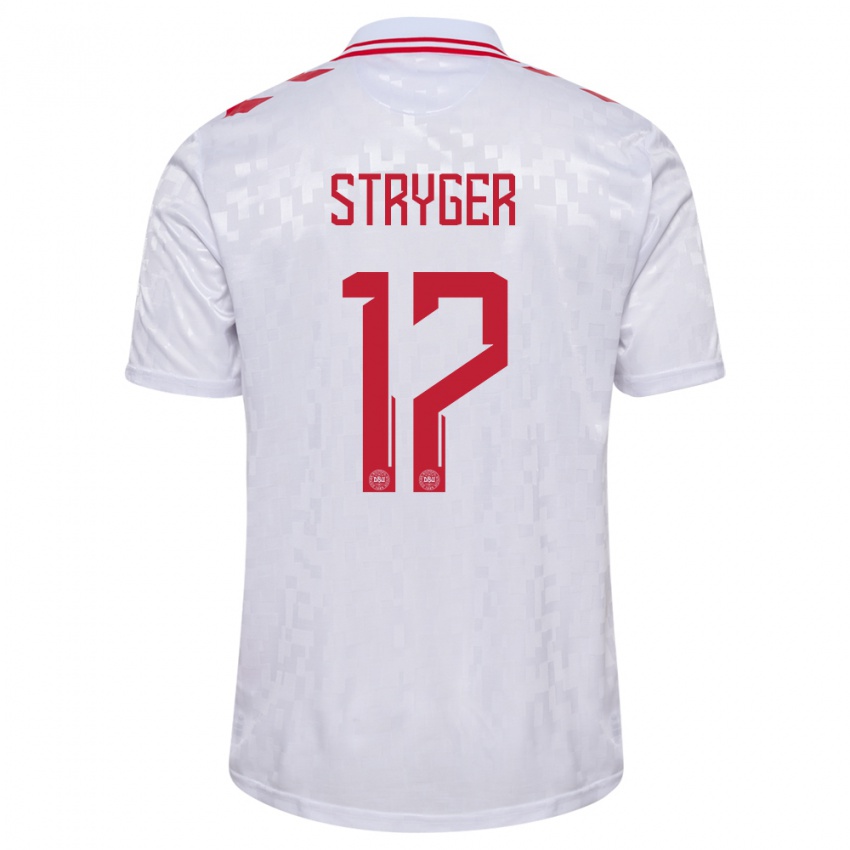 Hombre Camiseta Dinamarca Jens Stryger Larsen #17 Blanco 2ª Equipación 24-26 La Camisa