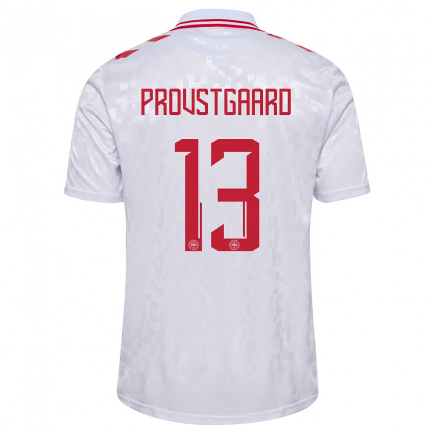 Hombre Camiseta Dinamarca Oliver Provstgaard #13 Blanco 2ª Equipación 24-26 La Camisa