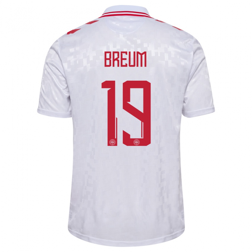 Hombre Camiseta Dinamarca Jakob Breum #19 Blanco 2ª Equipación 24-26 La Camisa