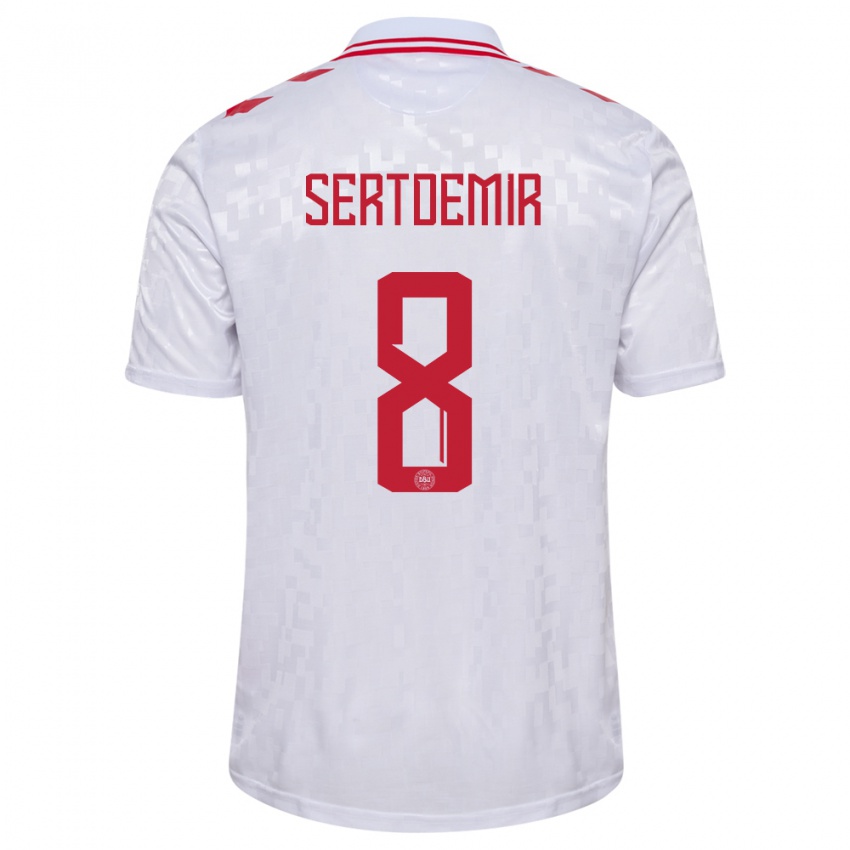 Hombre Camiseta Dinamarca Zidan Sertdemir #8 Blanco 2ª Equipación 24-26 La Camisa