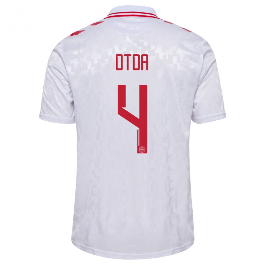 Hombre Camiseta Dinamarca Sebastian Otoa #4 Blanco 2ª Equipación 24-26 La Camisa