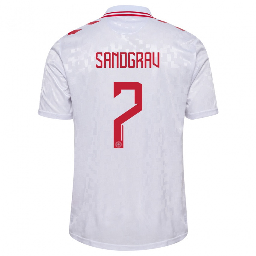 Hombre Camiseta Dinamarca Lauge Sandgrav #7 Blanco 2ª Equipación 24-26 La Camisa
