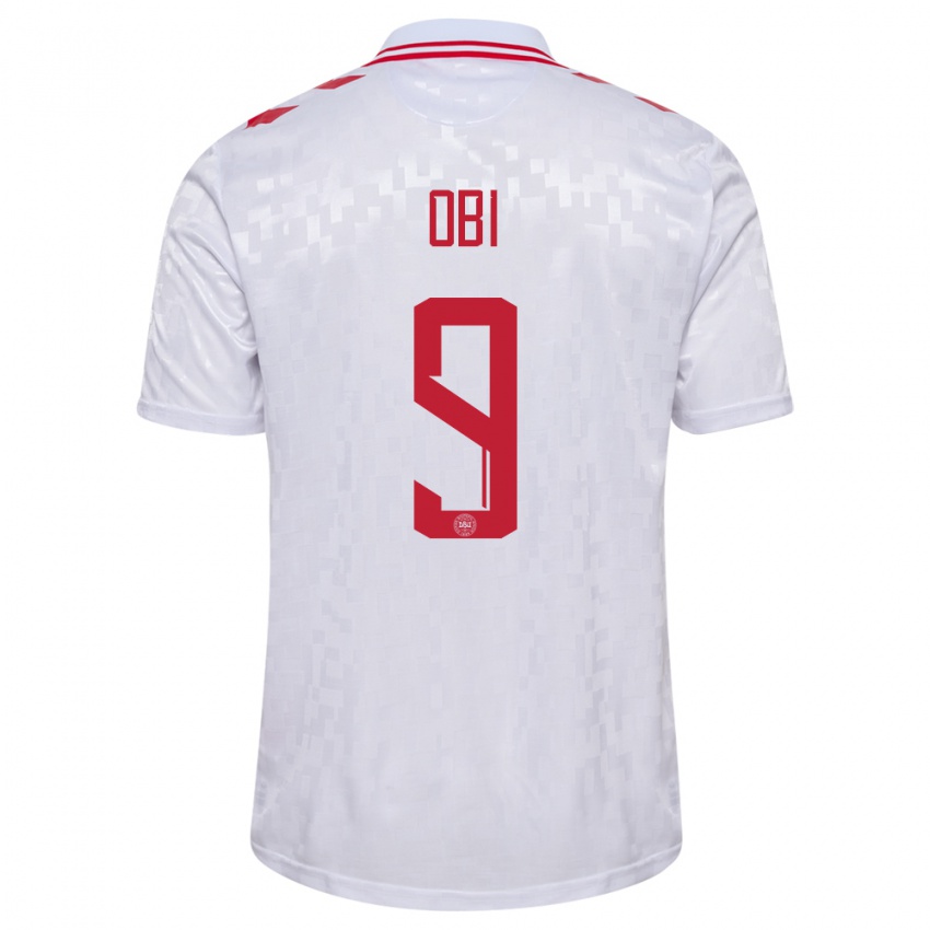 Hombre Camiseta Dinamarca Chido Obi #9 Blanco 2ª Equipación 24-26 La Camisa