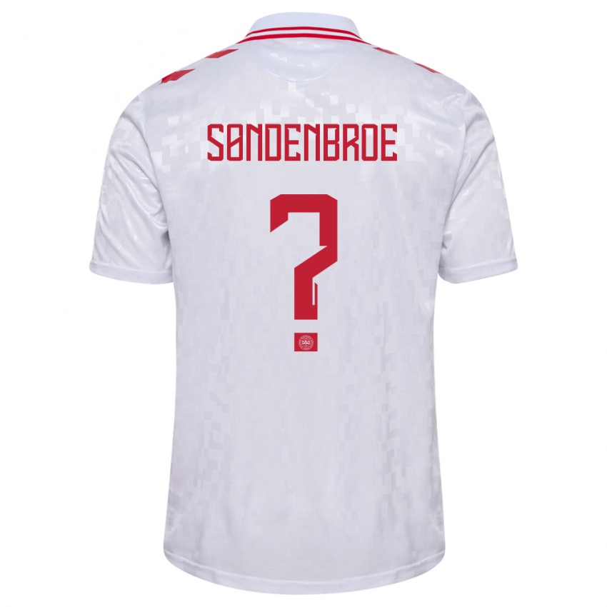 Hombre Camiseta Dinamarca Andreas Søndenbroe #0 Blanco 2ª Equipación 24-26 La Camisa
