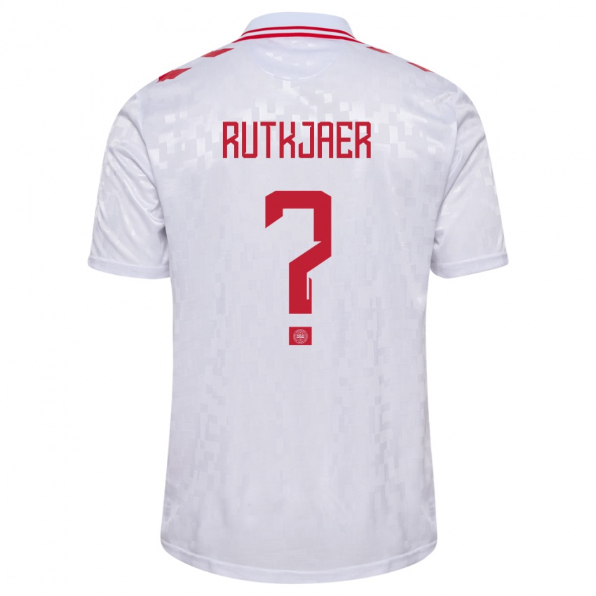 Hombre Camiseta Dinamarca Villads Rutkjaer #0 Blanco 2ª Equipación 24-26 La Camisa