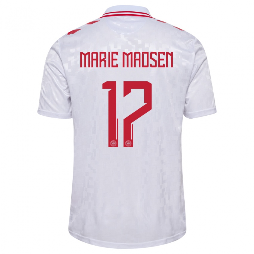 Hombre Camiseta Dinamarca Rikke Marie Madsen #17 Blanco 2ª Equipación 24-26 La Camisa