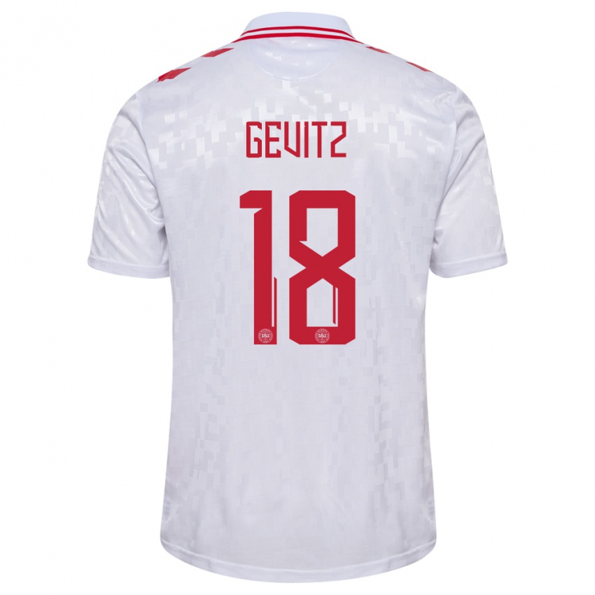 Hombre Camiseta Dinamarca Luna Gevitz #18 Blanco 2ª Equipación 24-26 La Camisa