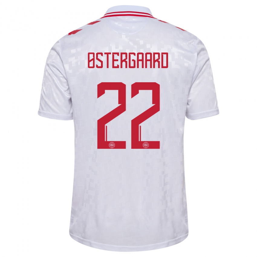 Hombre Camiseta Dinamarca Maja Bay Ostergaard #22 Blanco 2ª Equipación 24-26 La Camisa