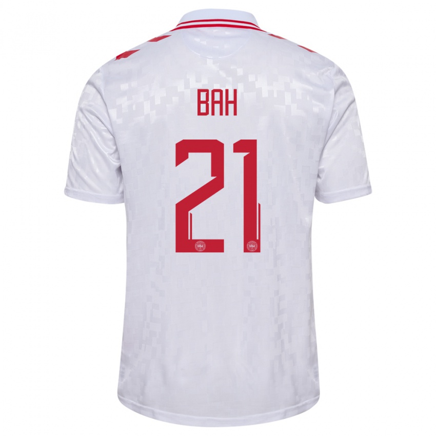 Hombre Camiseta Dinamarca Alexander Bah #21 Blanco 2ª Equipación 24-26 La Camisa