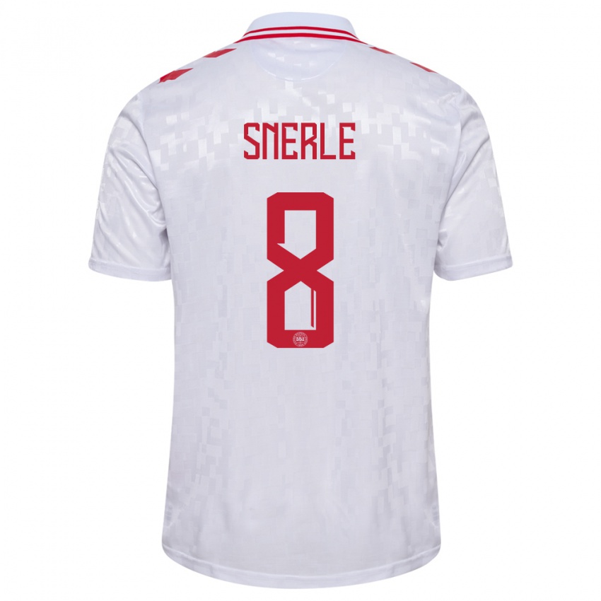 Hombre Camiseta Dinamarca Emma Snerle #8 Blanco 2ª Equipación 24-26 La Camisa