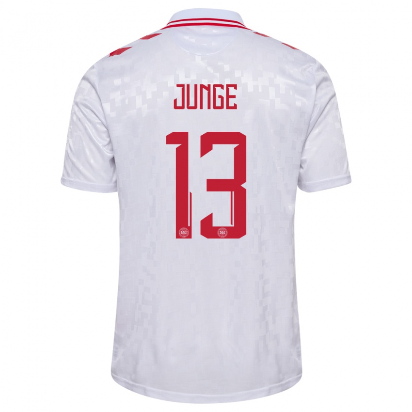 Hombre Camiseta Dinamarca Sofie Junge #13 Blanco 2ª Equipación 24-26 La Camisa