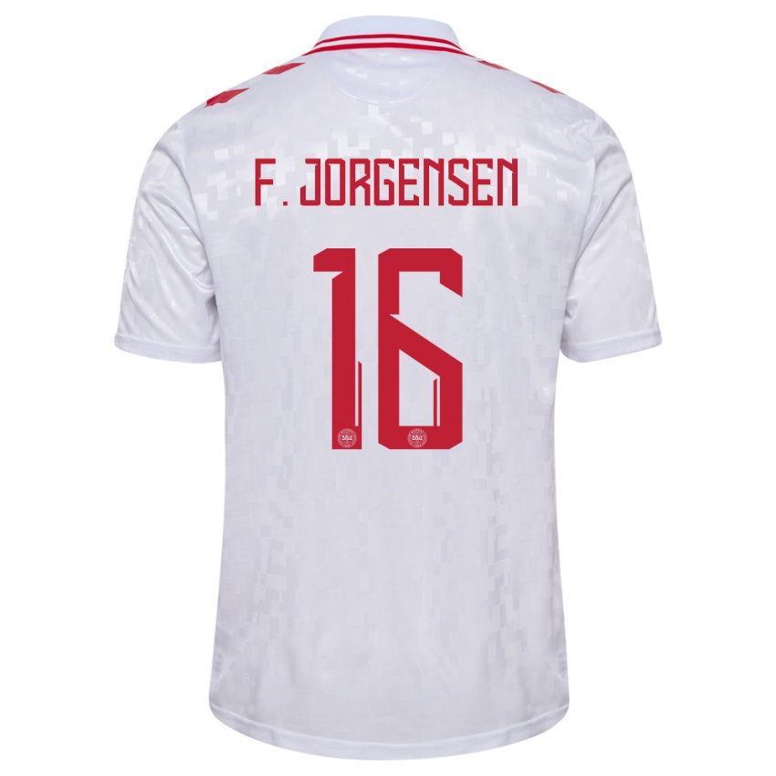 Hombre Camiseta Dinamarca Filip Jorgensen #16 Blanco 2ª Equipación 24-26 La Camisa