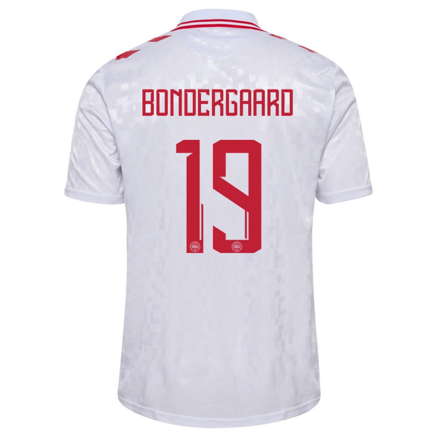 Hombre Camiseta Dinamarca Asbjorn Bondergaard #19 Blanco 2ª Equipación 24-26 La Camisa