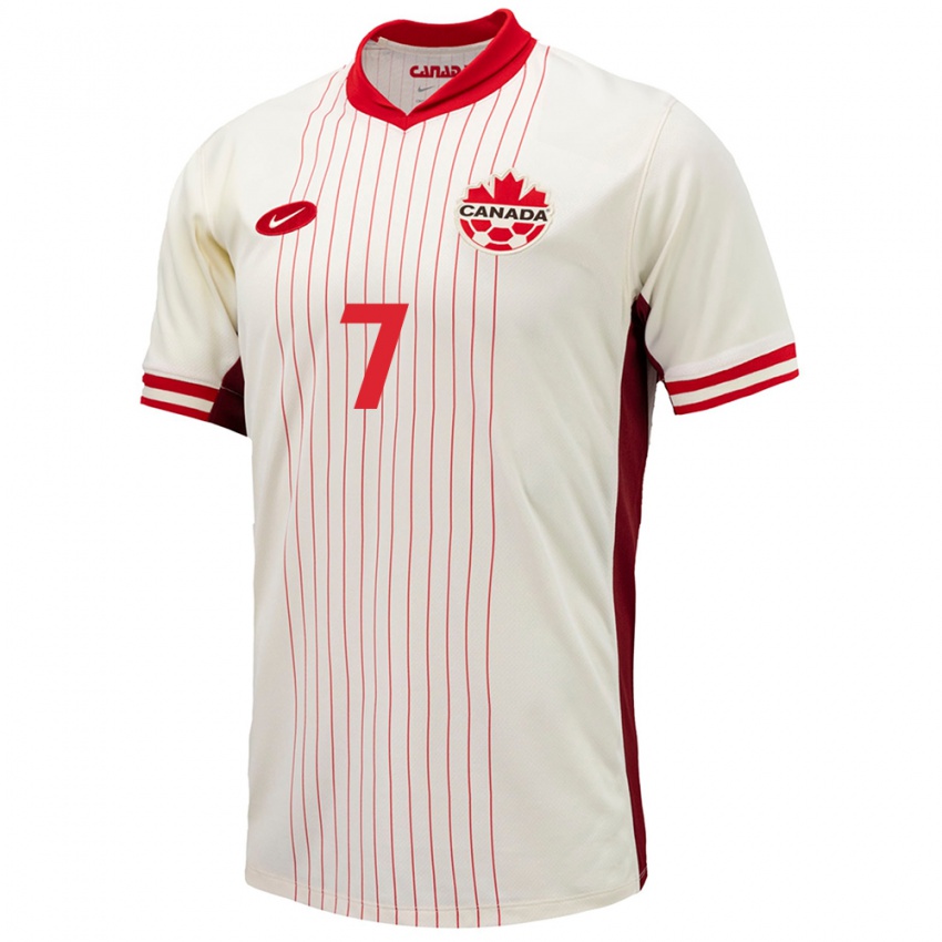 Hombre Camiseta Canadá Jean Aniel Assi #7 Blanco 2ª Equipación 24-26 La Camisa