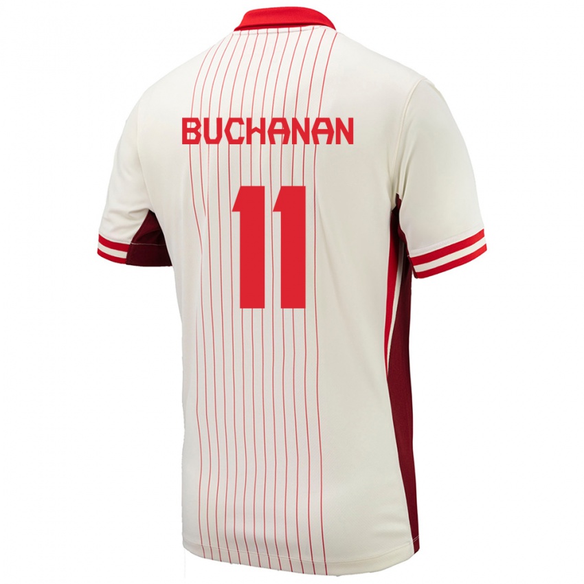 Hombre Camiseta Canadá Tajon Buchanan #11 Blanco 2ª Equipación 24-26 La Camisa