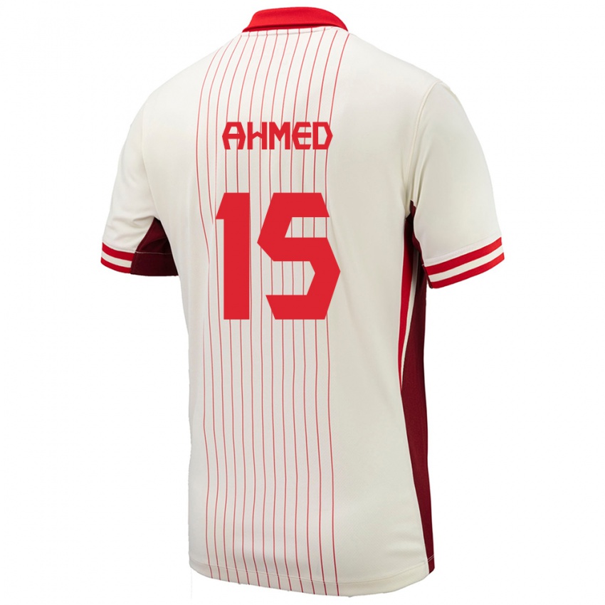 Hombre Camiseta Canadá Ali Ahmed #15 Blanco 2ª Equipación 24-26 La Camisa