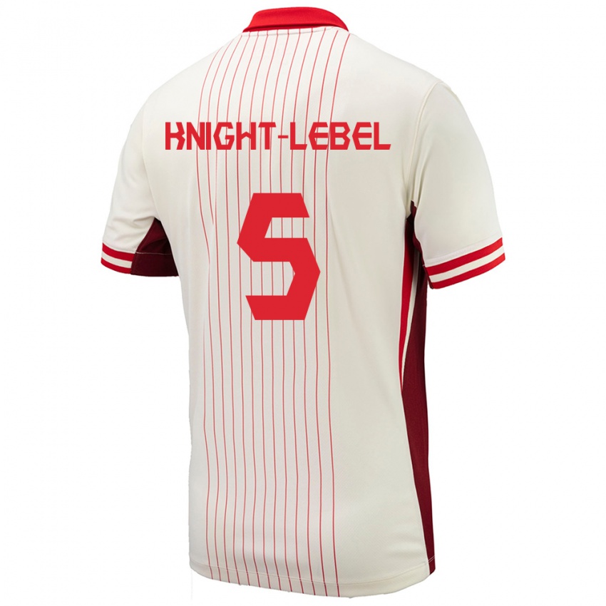 Hombre Camiseta Canadá Jamie Knight Lebel #5 Blanco 2ª Equipación 24-26 La Camisa