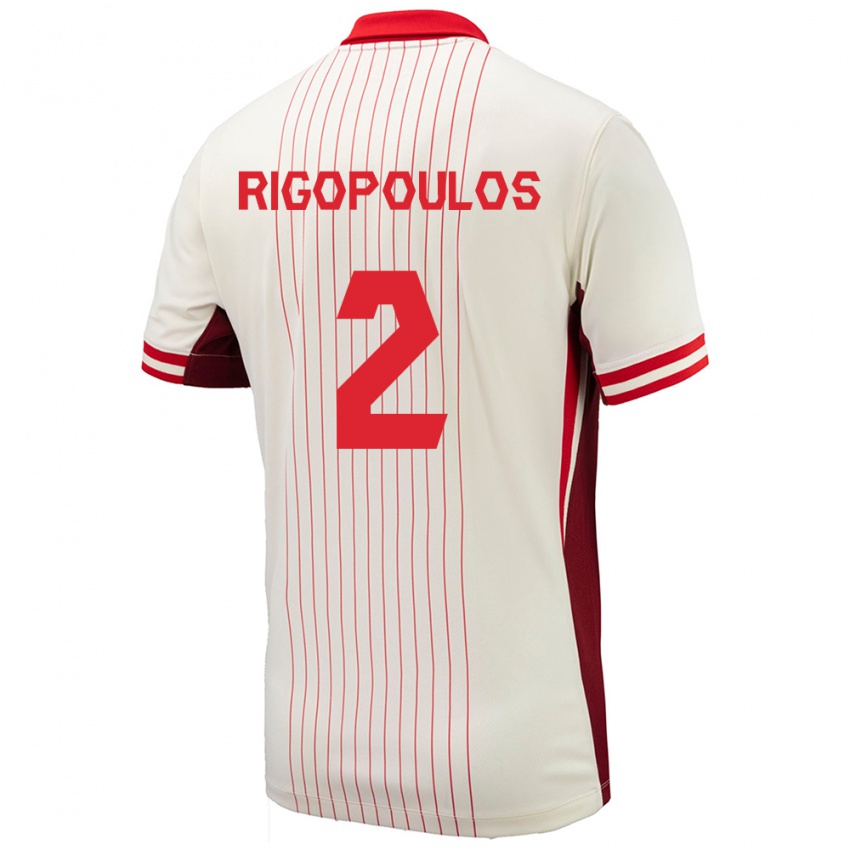 Hombre Camiseta Canadá Theo Rigopoulos #2 Blanco 2ª Equipación 24-26 La Camisa