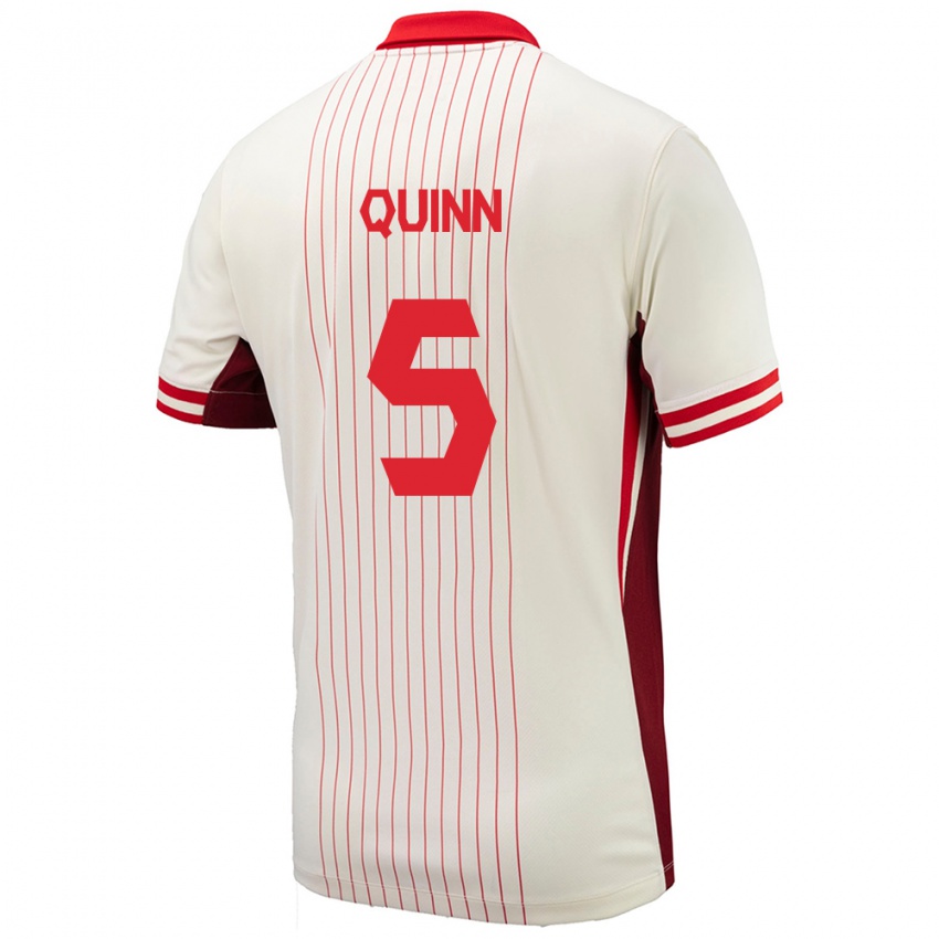 Hombre Camiseta Canadá Quinn #5 Blanco 2ª Equipación 24-26 La Camisa