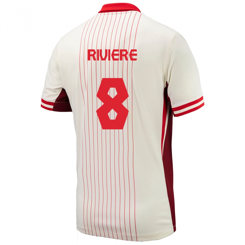 Hombre Camiseta Canadá Jayde Riviere #8 Blanco 2ª Equipación 24-26 La Camisa
