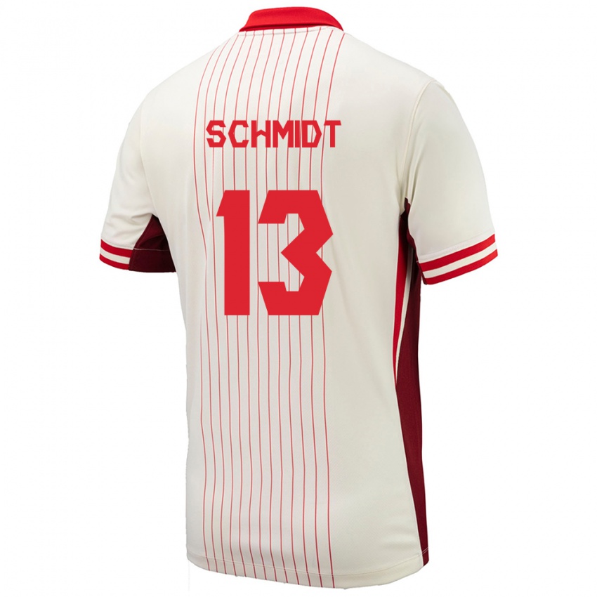 Hombre Camiseta Canadá Sophie Schmidt #13 Blanco 2ª Equipación 24-26 La Camisa