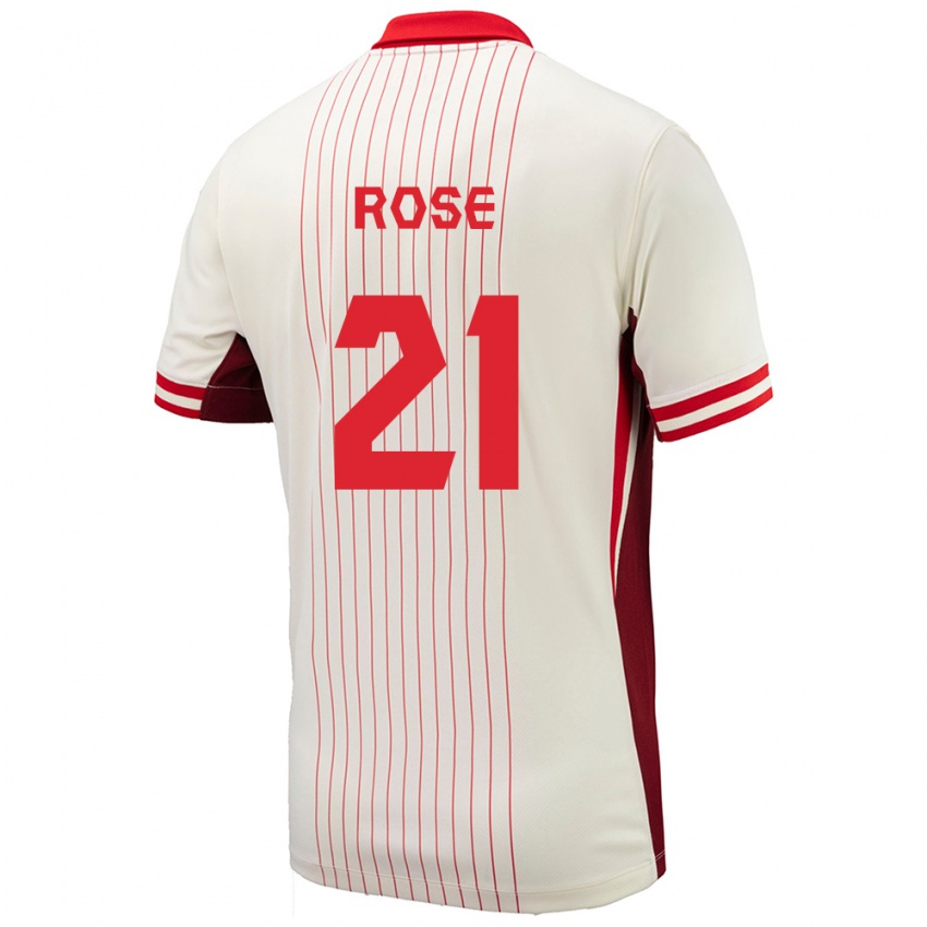 Hombre Camiseta Canadá Jade Rose #21 Blanco 2ª Equipación 24-26 La Camisa