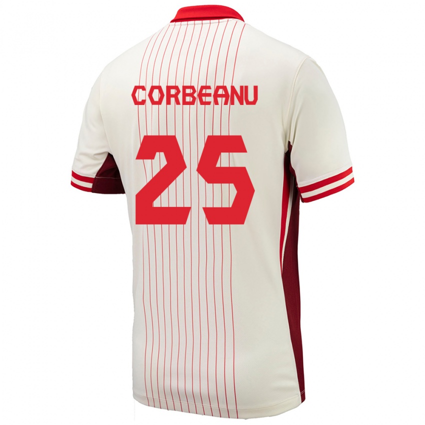 Hombre Camiseta Canadá Theo Corbeanu #25 Blanco 2ª Equipación 24-26 La Camisa