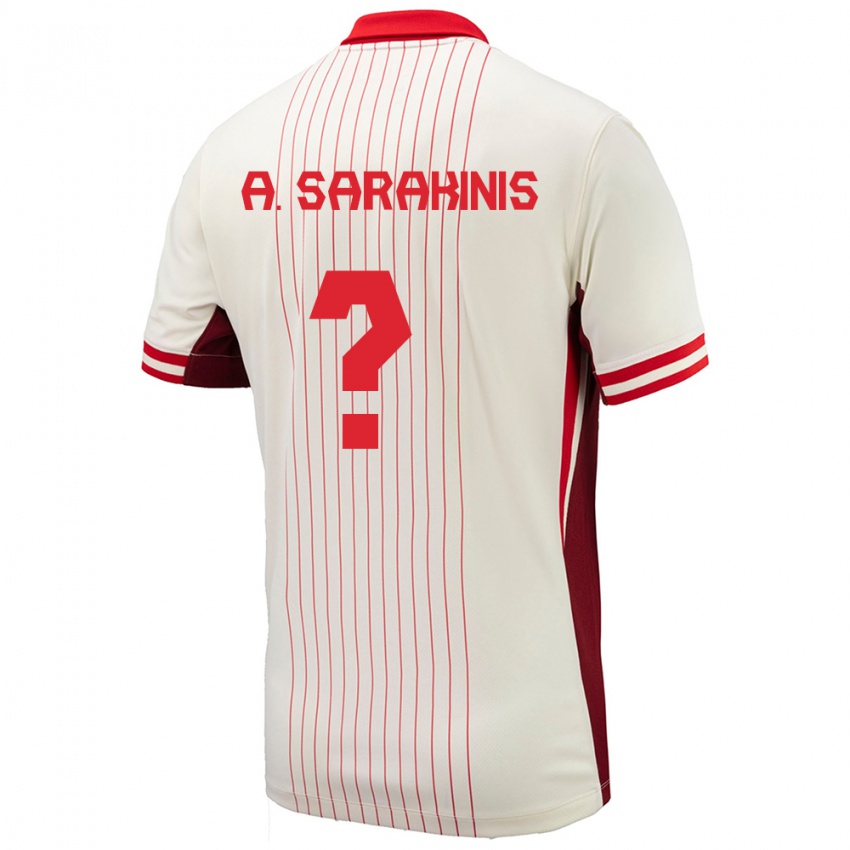 Hombre Camiseta Canadá Alexander Sarakinis #0 Blanco 2ª Equipación 24-26 La Camisa