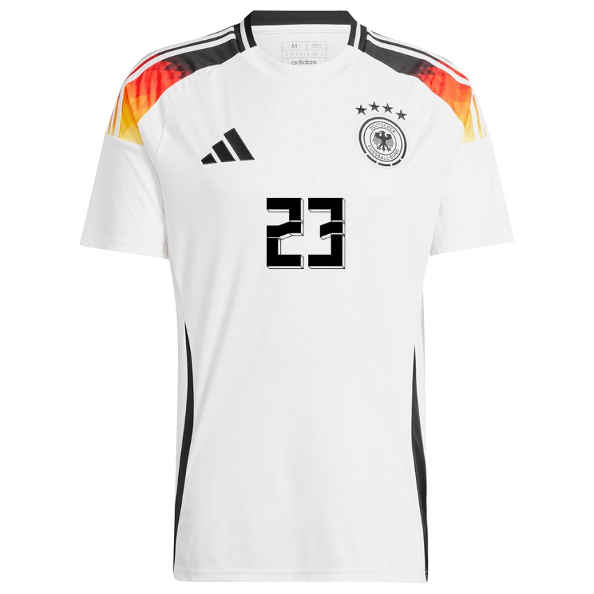Mujer Camiseta Alemania Nico Schlotterbeck #23 Blanco 1ª Equipación 24-26 La Camisa