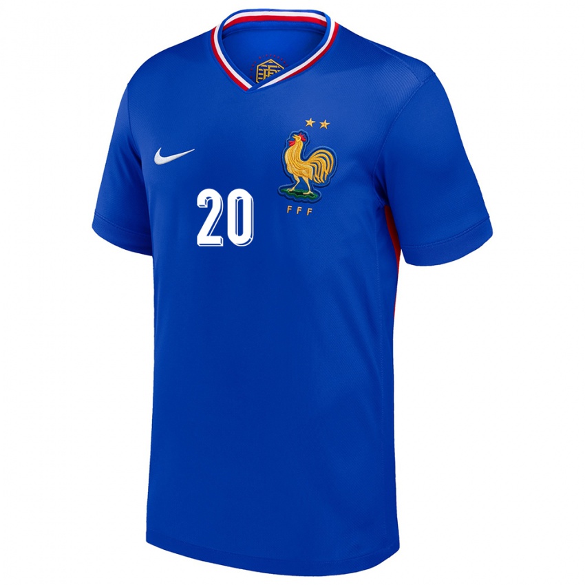 Mujer Camiseta Francia Ousmane Camara #20 Azul 1ª Equipación 24-26 La Camisa