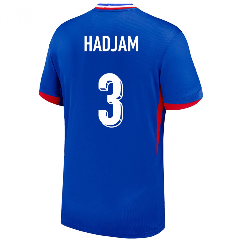 Mujer Camiseta Francia Jaouen Hadjam #3 Azul 1ª Equipación 24-26 La Camisa