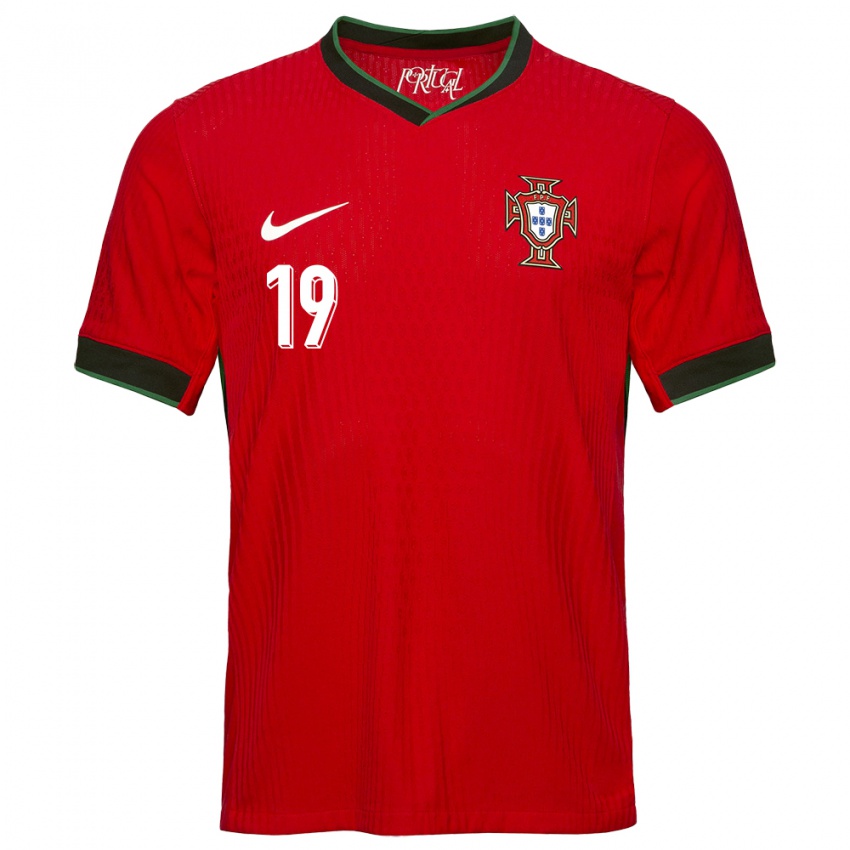 Mujer Camiseta Portugal Rodrigo Ribeiro #19 Rojo 1ª Equipación 24-26 La Camisa