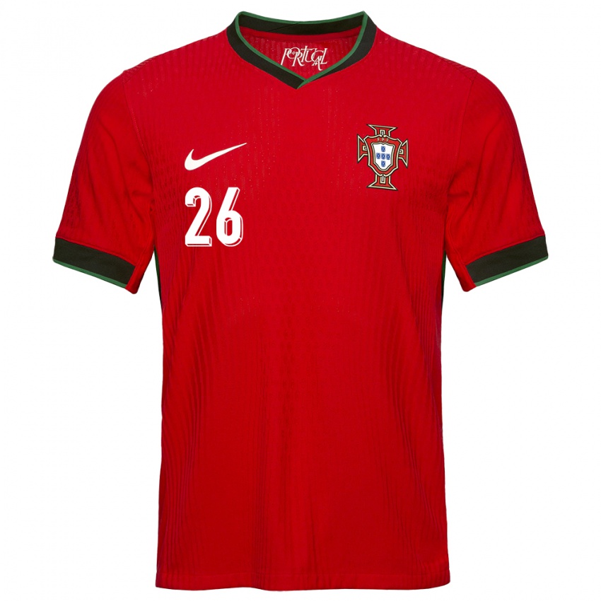 Mujer Camiseta Portugal Eduardo Quaresma #26 Rojo 1ª Equipación 24-26 La Camisa