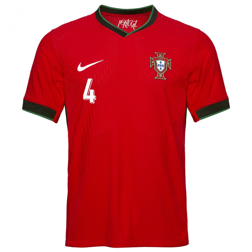 Mujer Camiseta Portugal Ricardo Ribeiro #4 Rojo 1ª Equipación 24-26 La Camisa