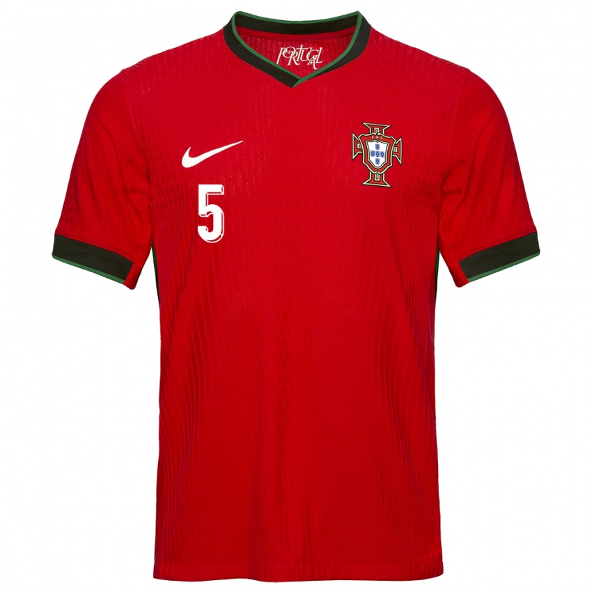 Mujer Camiseta Portugal Rafael Rodrigues #5 Rojo 1ª Equipación 24-26 La Camisa