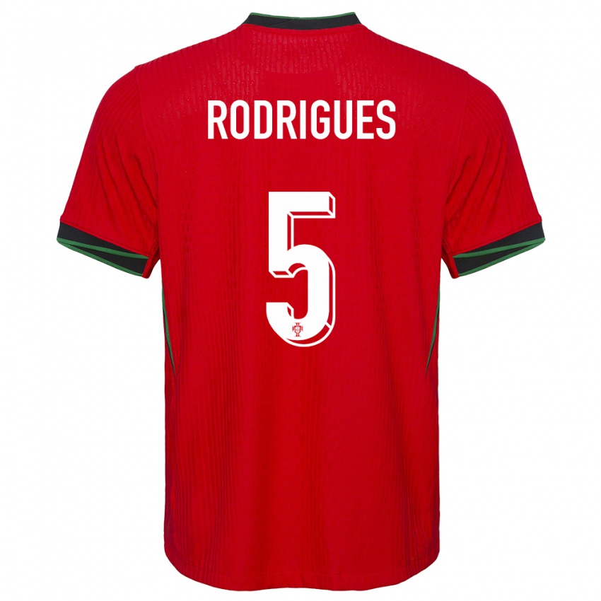 Mujer Camiseta Portugal Rafael Rodrigues #5 Rojo 1ª Equipación 24-26 La Camisa