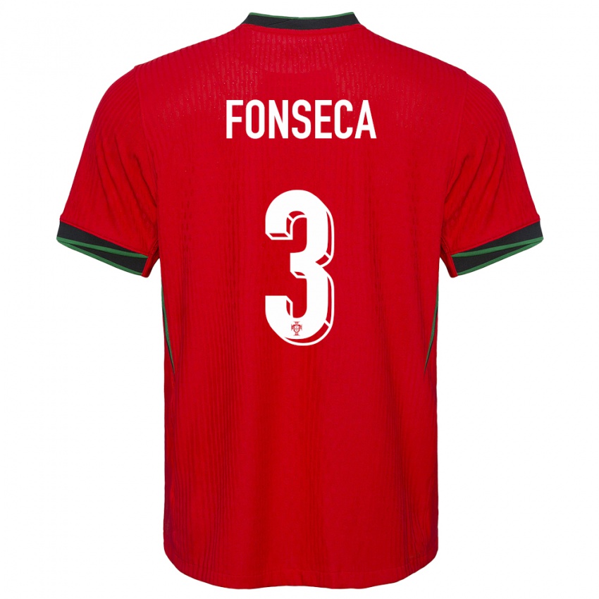 Mujer Camiseta Portugal Joao Fonseca #3 Rojo 1ª Equipación 24-26 La Camisa