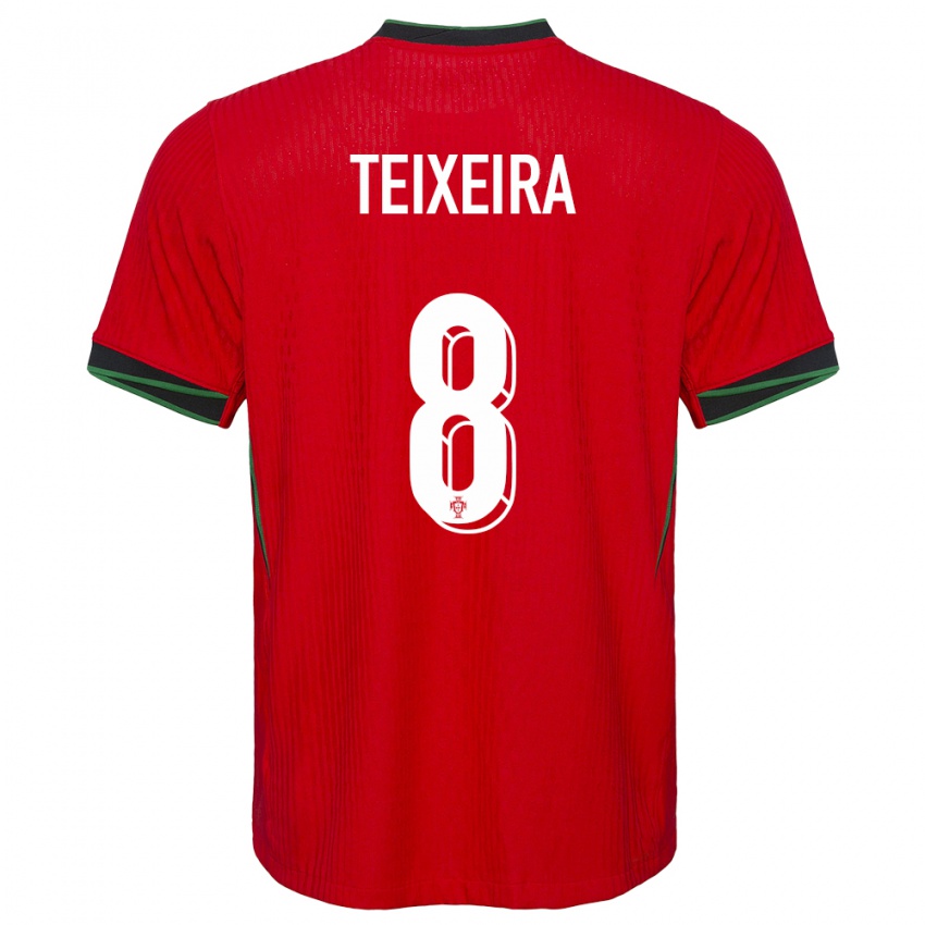 Mujer Camiseta Portugal Joao Teixeira #8 Rojo 1ª Equipación 24-26 La Camisa