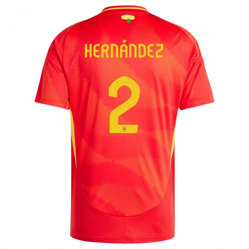 Mujer Camiseta España Oihane Hernandez #2 Rojo 1ª Equipación 24-26 La Camisa