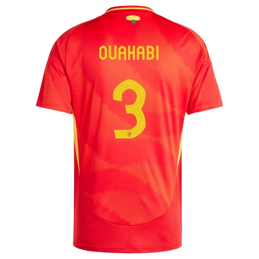 Mujer Camiseta España Leila Ouahabi #3 Rojo 1ª Equipación 24-26 La Camisa