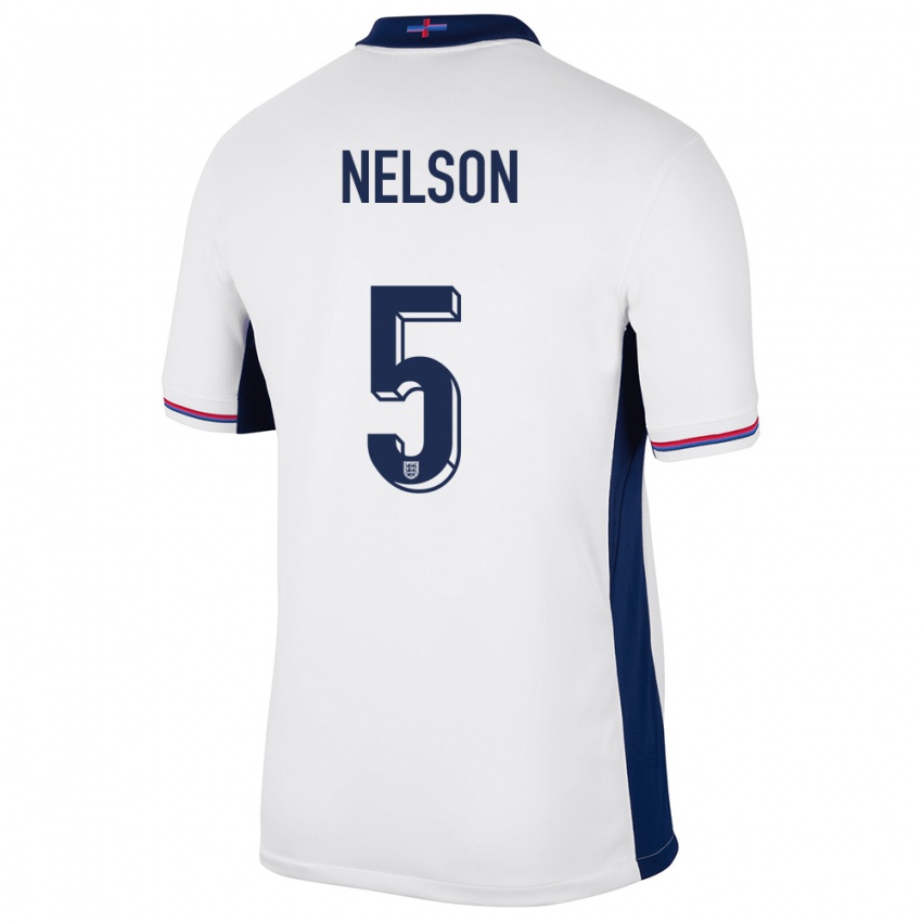 Mujer Camiseta Inglaterra Ben Nelson #5 Blanco 1ª Equipación 24-26 La Camisa