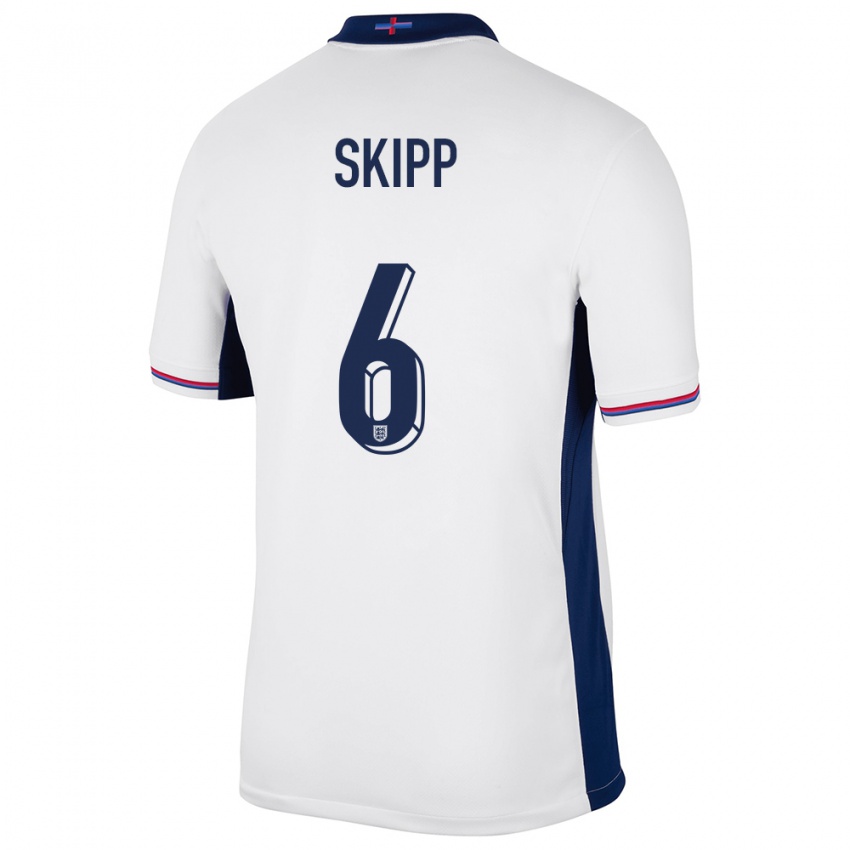 Mujer Camiseta Inglaterra Oliver Skipp #6 Blanco 1ª Equipación 24-26 La Camisa