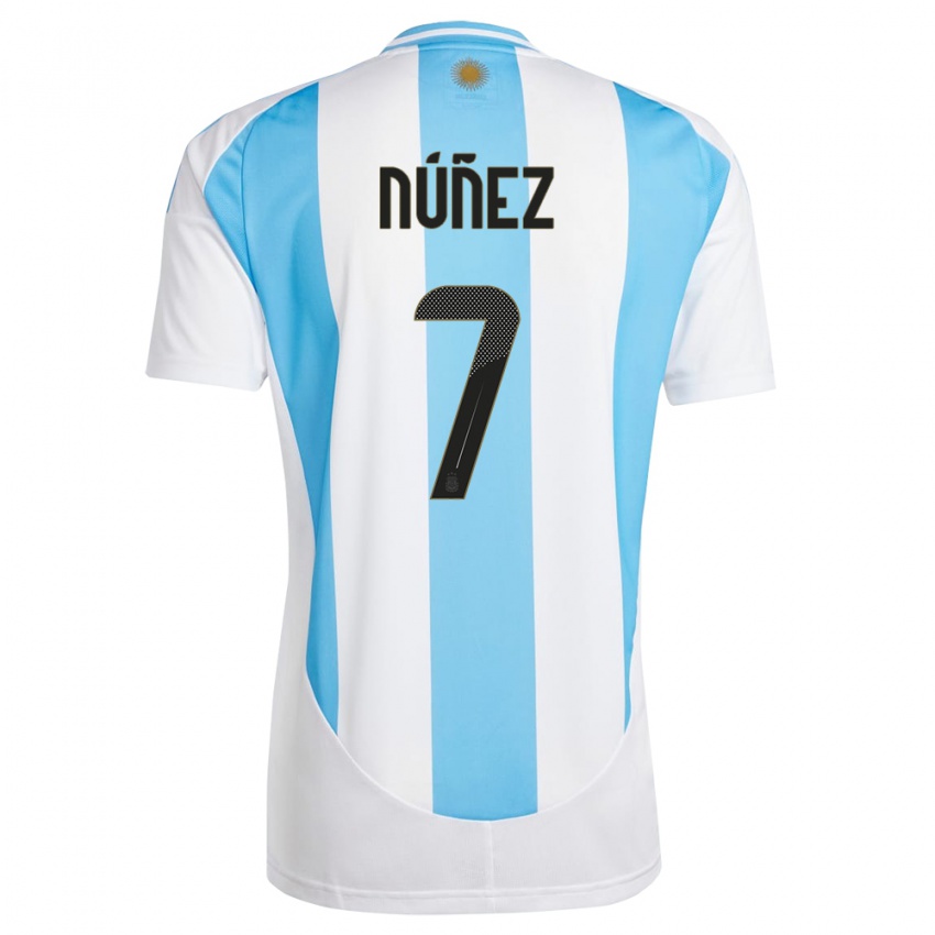 Mujer Camiseta Argentina Romina Nunez #7 Blanco Azul 1ª Equipación 24-26 La Camisa