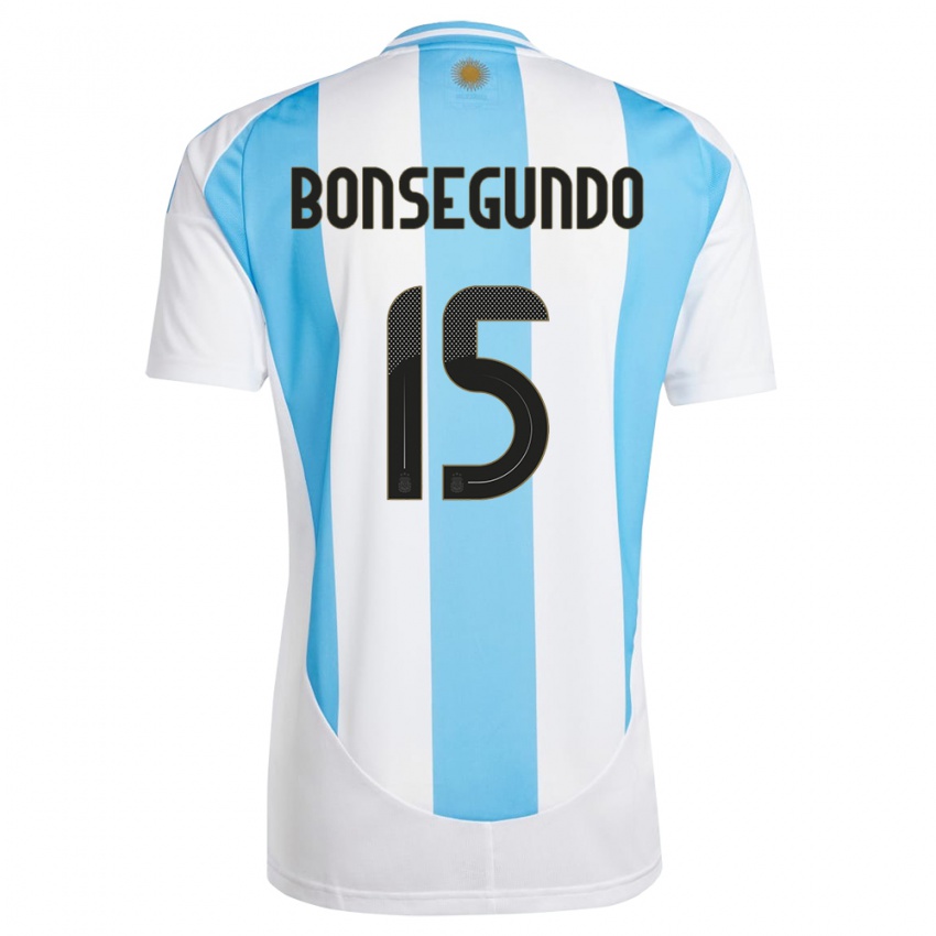 Mujer Camiseta Argentina Florencia Bonsegundo #15 Blanco Azul 1ª Equipación 24-26 La Camisa