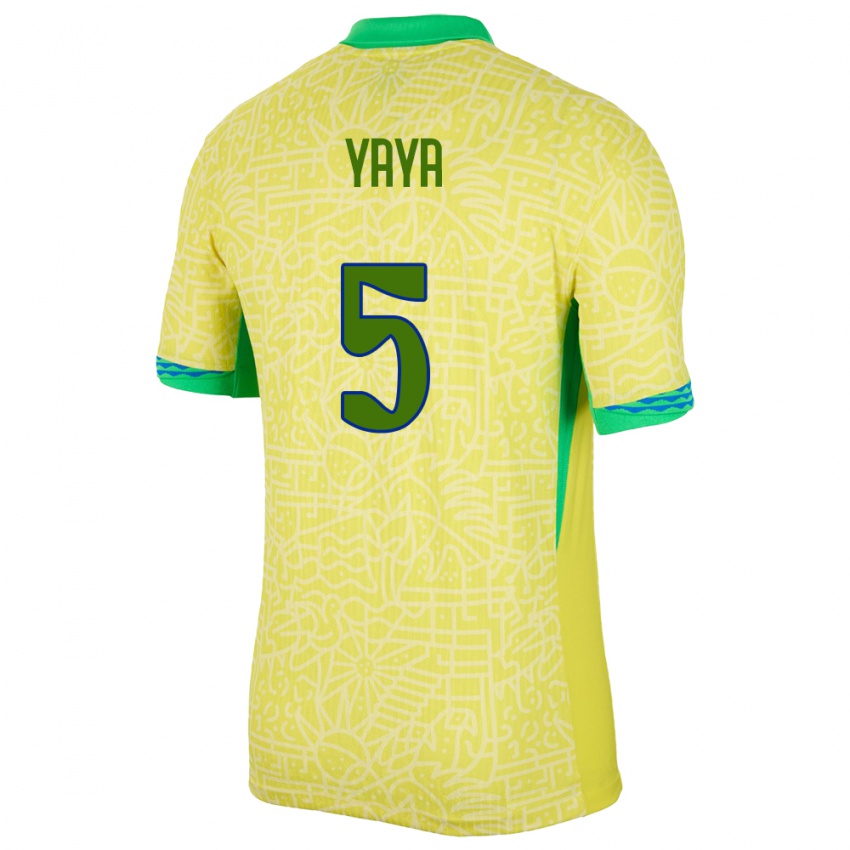 Mujer Camiseta Brasil Yaya #5 Amarillo 1ª Equipación 24-26 La Camisa