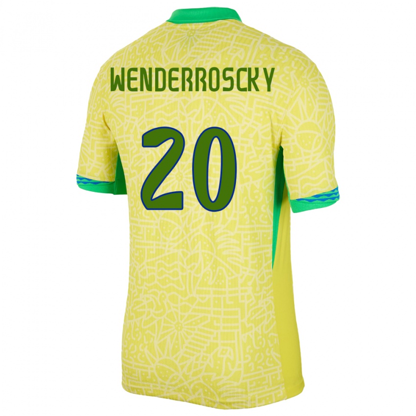 Mujer Camiseta Brasil Arthur Wenderroscky #20 Amarillo 1ª Equipación 24-26 La Camisa