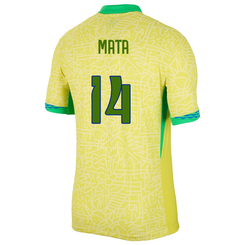 Mujer Camiseta Brasil Da Mata #14 Amarillo 1ª Equipación 24-26 La Camisa