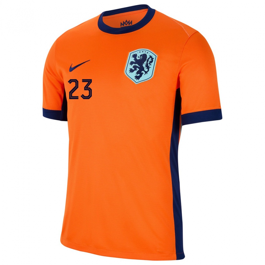 Mujer Camiseta Países Bajos Mark Flekken #23 Naranja 1ª Equipación 24-26 La Camisa