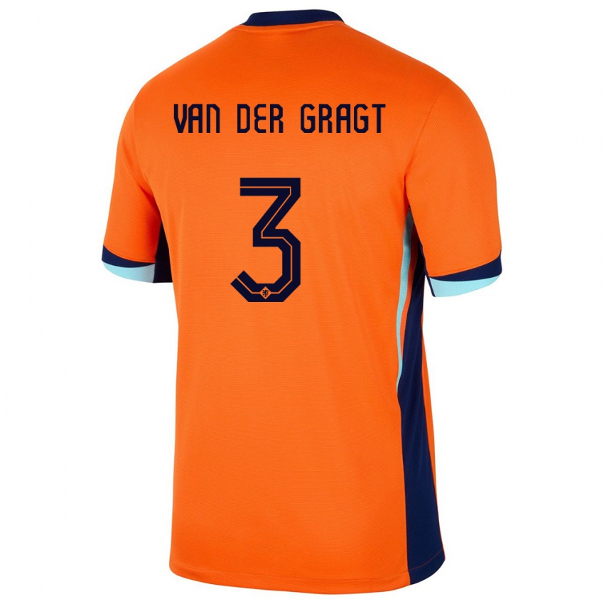 Mujer Camiseta Países Bajos Stefanie Van Der Gragt #3 Naranja 1ª Equipación 24-26 La Camisa