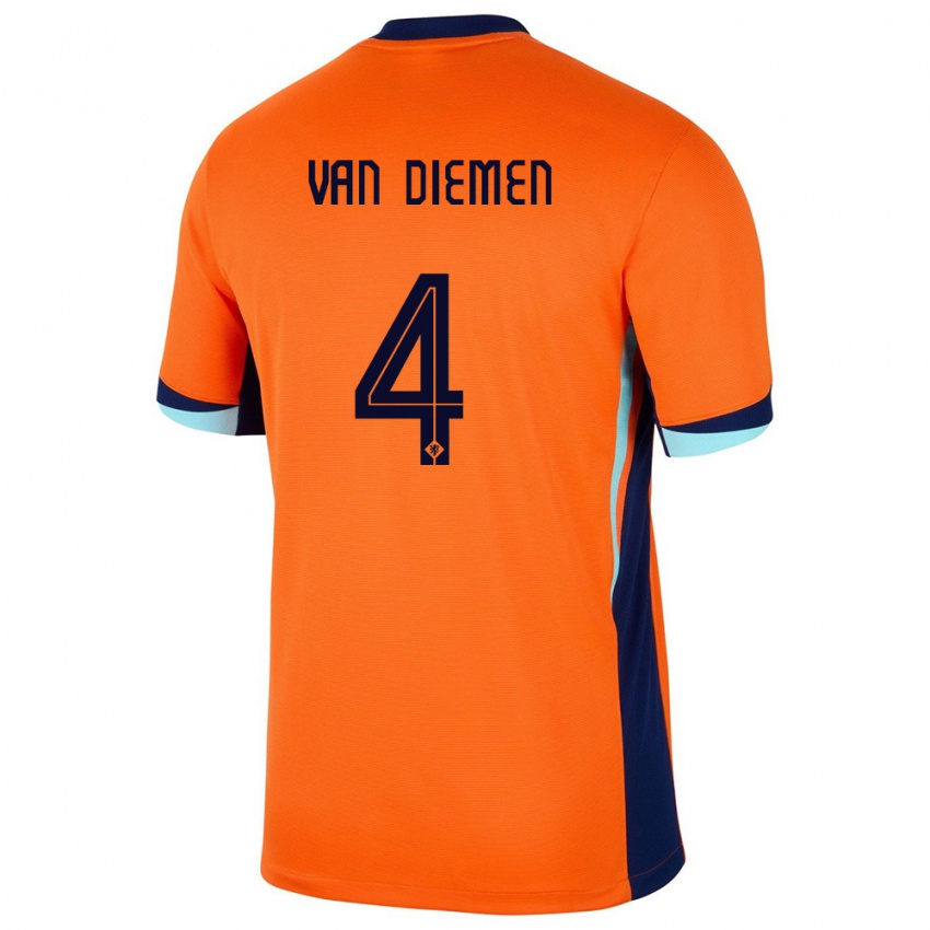 Mujer Camiseta Países Bajos Samantha Van Diemen #4 Naranja 1ª Equipación 24-26 La Camisa